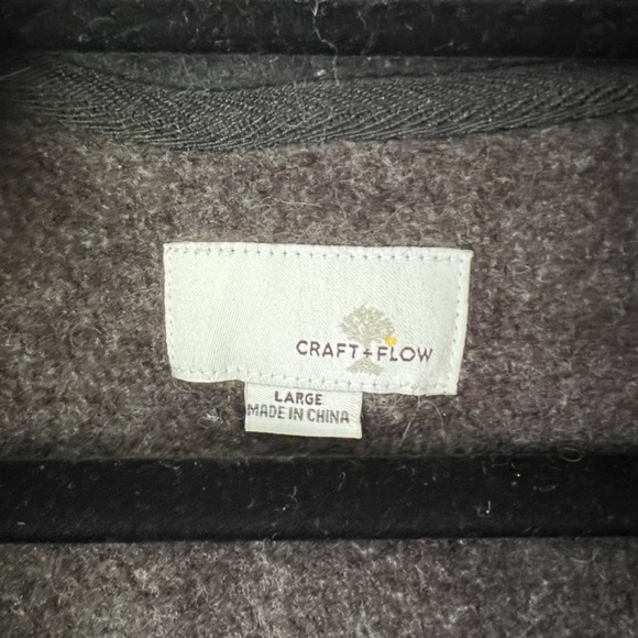 Craft + Flow Men’s Full-Zip Hoodie – Black Marled Gray, Size L, Chest Zip Pocket - Picture 4 of 9
